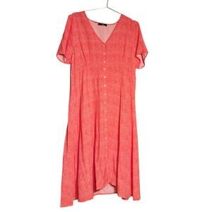 ABLE Red Button-Front Midi Dress XXL Made in India